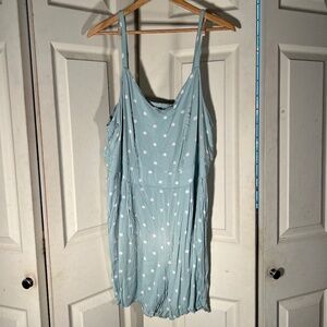 Torrid Blue and White Polka Dot Romper Size 3XL
